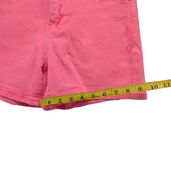 Risen Jeans Denim Shorts Womens Hot Pink High Rise Cotton Stretch 4" Size S - Picture 9 of 10